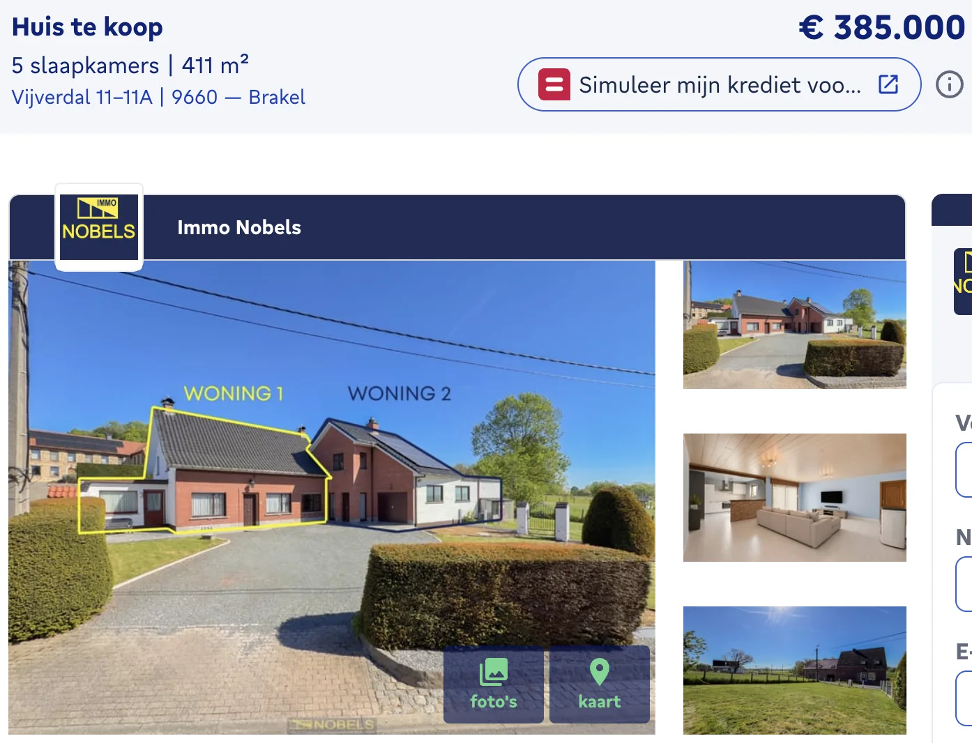Property listing with a partial address and an image containing agency banners and annotations.